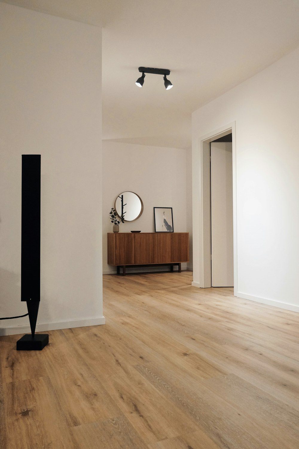 Bright room with light luxury vinyl plank flooring